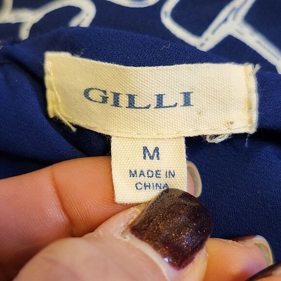 GILLI navy blue & white tank top jumpsuit, back zipper, lined, size M - Picture 5 of 7